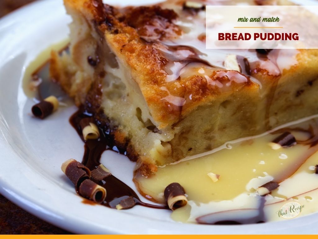 close up of bread pudding with hard sauce