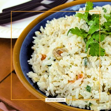 cold rice salad in a bowl