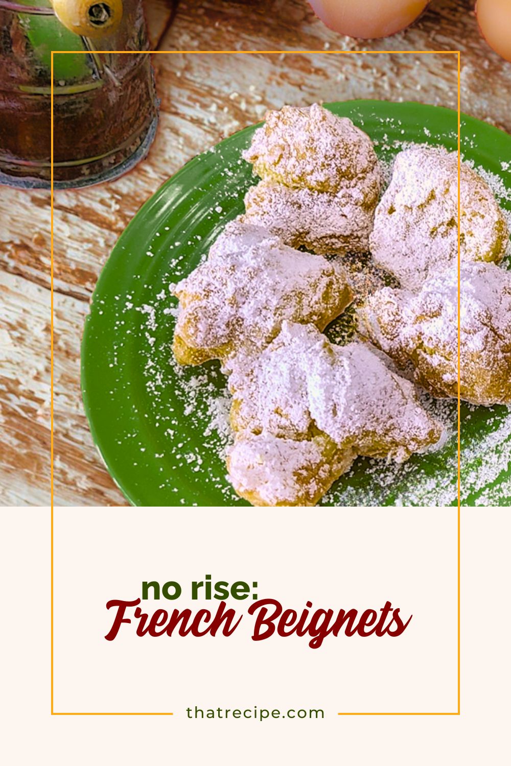 beignets (French donut fritters) on a plate 
